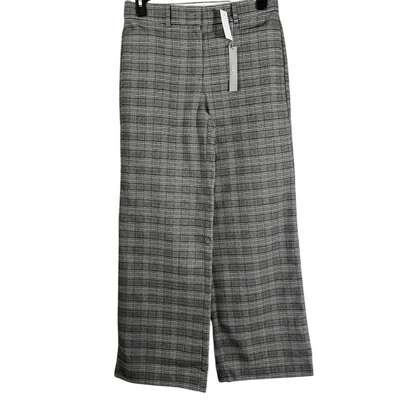 LOFT Pants - Loft Trouser High Waisted Glenn Plaid Pants Sz 8 Wide Leg Gray With Pockets